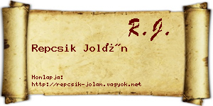 Repcsik Jolán névjegykártya